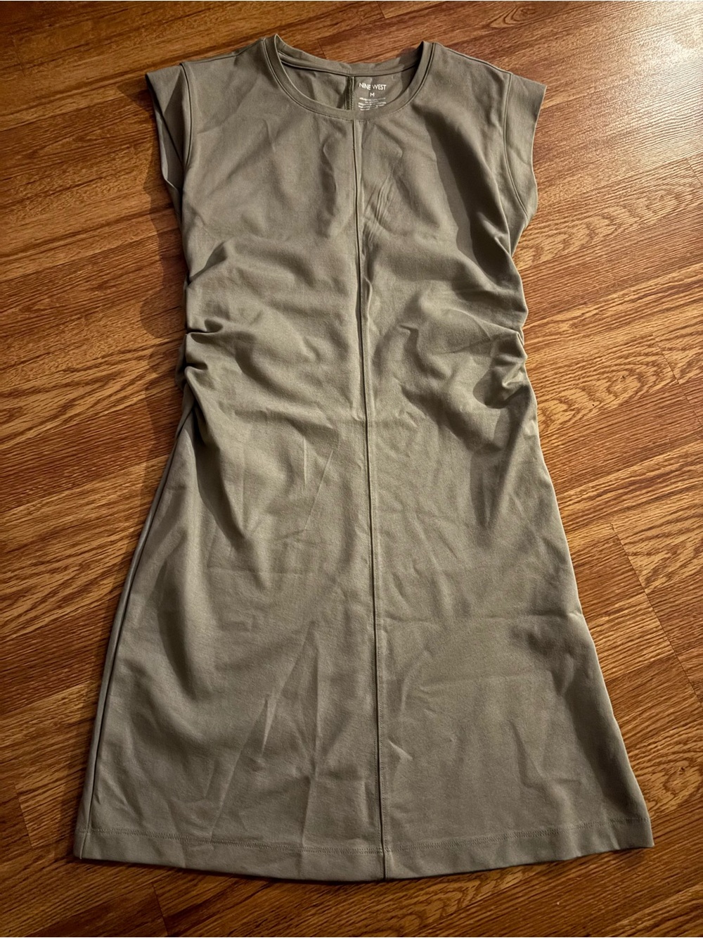 Nine West Olive Midi Dress with Cap Sleeves